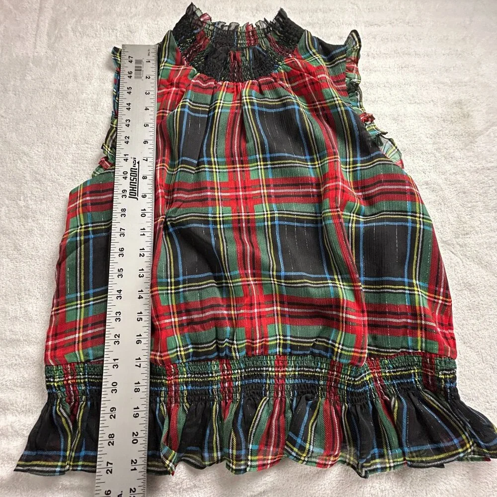 J.Crew Womens Gilded Stewart Tartan Plaid Sleeveless Mock Neck Top 12P AG884 New